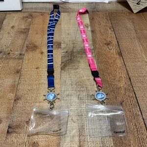 CARNIVAL CRUISE LINE BLUE & PINK ANCHOR LANYARDS WITH SHIP WHEEL PHOTO HOLDER